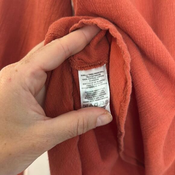Loft cotton orange cropped button front blouse small - Picture 5 of 10
